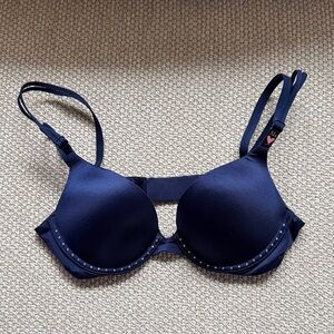 Victoria Secret Satin Navy Blue Bra